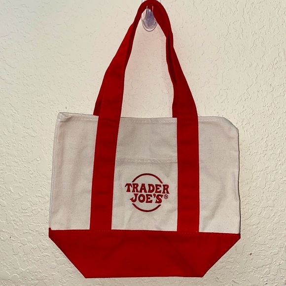 NWT Trader Joe’s MINI Red Canvas Tote - Picture 2 of 5